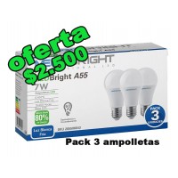 Pack 3 ampolletas led 7W