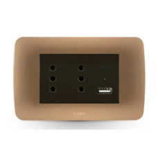 Enchufe doble + USB A y C embutido